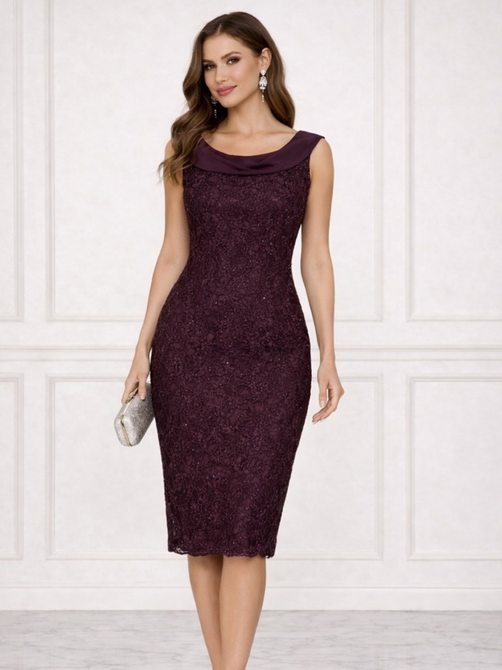 Sophisticated Burgundy Midi Dress